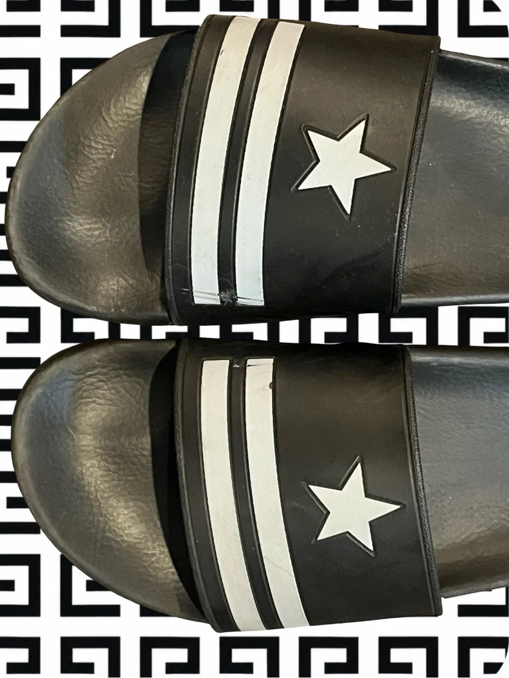 Givenchy Black Embossed Logo Slide Sandals